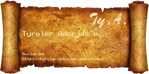 Tyroler Adorján névjegykártya